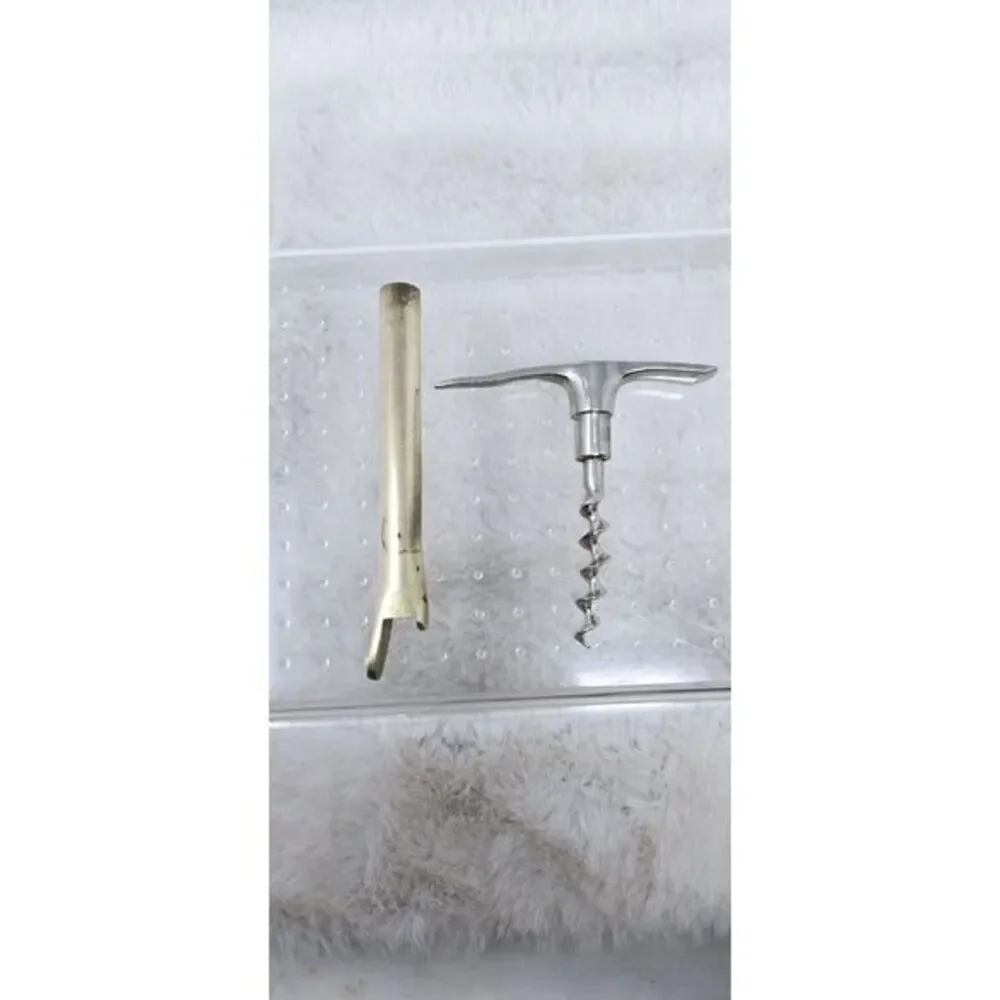Vintage Marked‎ Eberle Brass Miners Pick Bottle Opener & Corkscrew Bartender